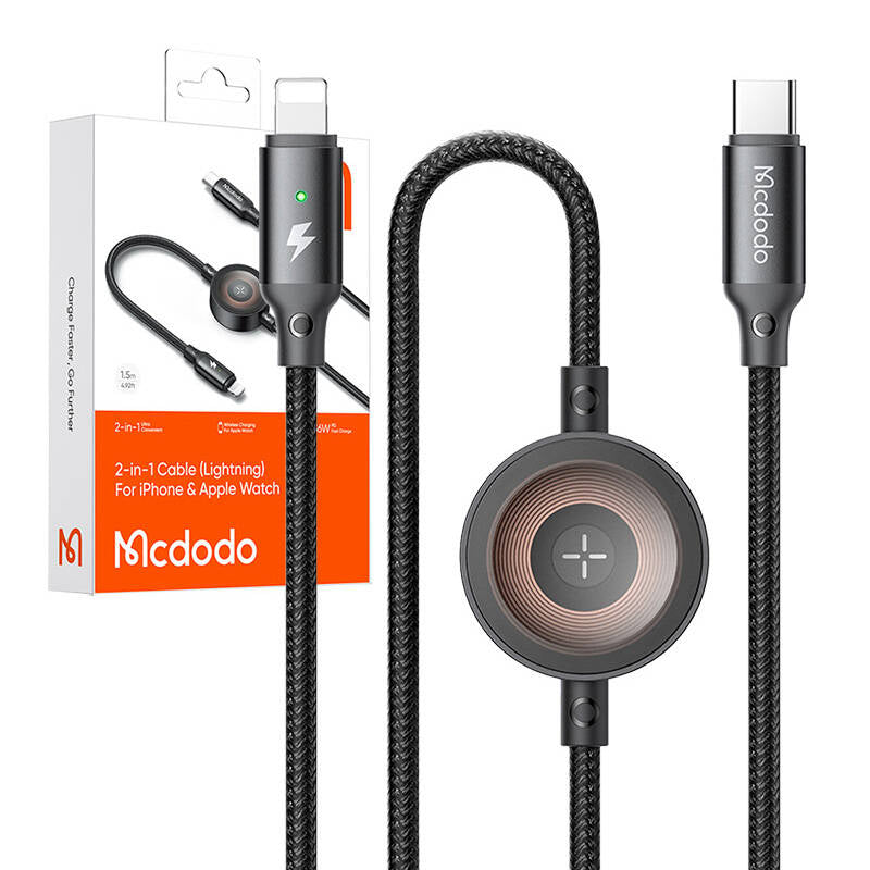 شاحن لاسلكي 2 في 1 من Mcdodo بمنفذ USB-C إلى Lightning + Apple Watch بقوة 36 واط بطول 1.5 متر CA-5680 شاحن لاسلكي 2 في 1 من Mcdodo بمنفذ USB-C إلى Lightning + Apple Watch بقوة 36 واط بطول 1.5 متر CA-5680
