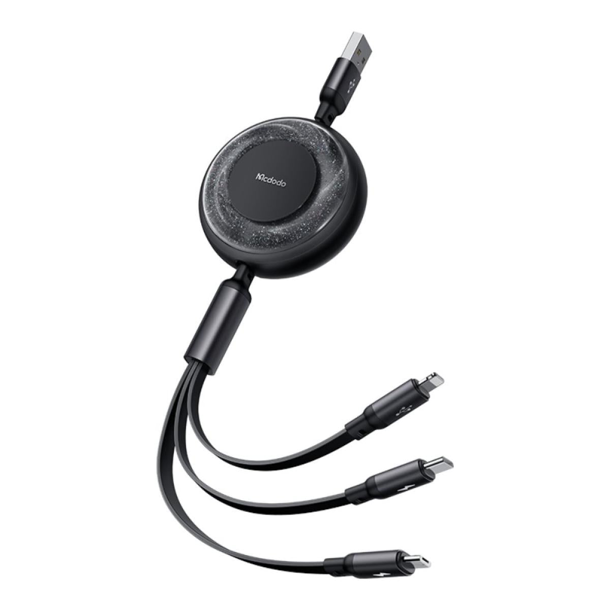 كابل شحن Retractable 3 في 1 من Mcdodo أسود CA-3570 كابل شحن Retractable 3 في 1 من Mcdodo أسود CA-3570