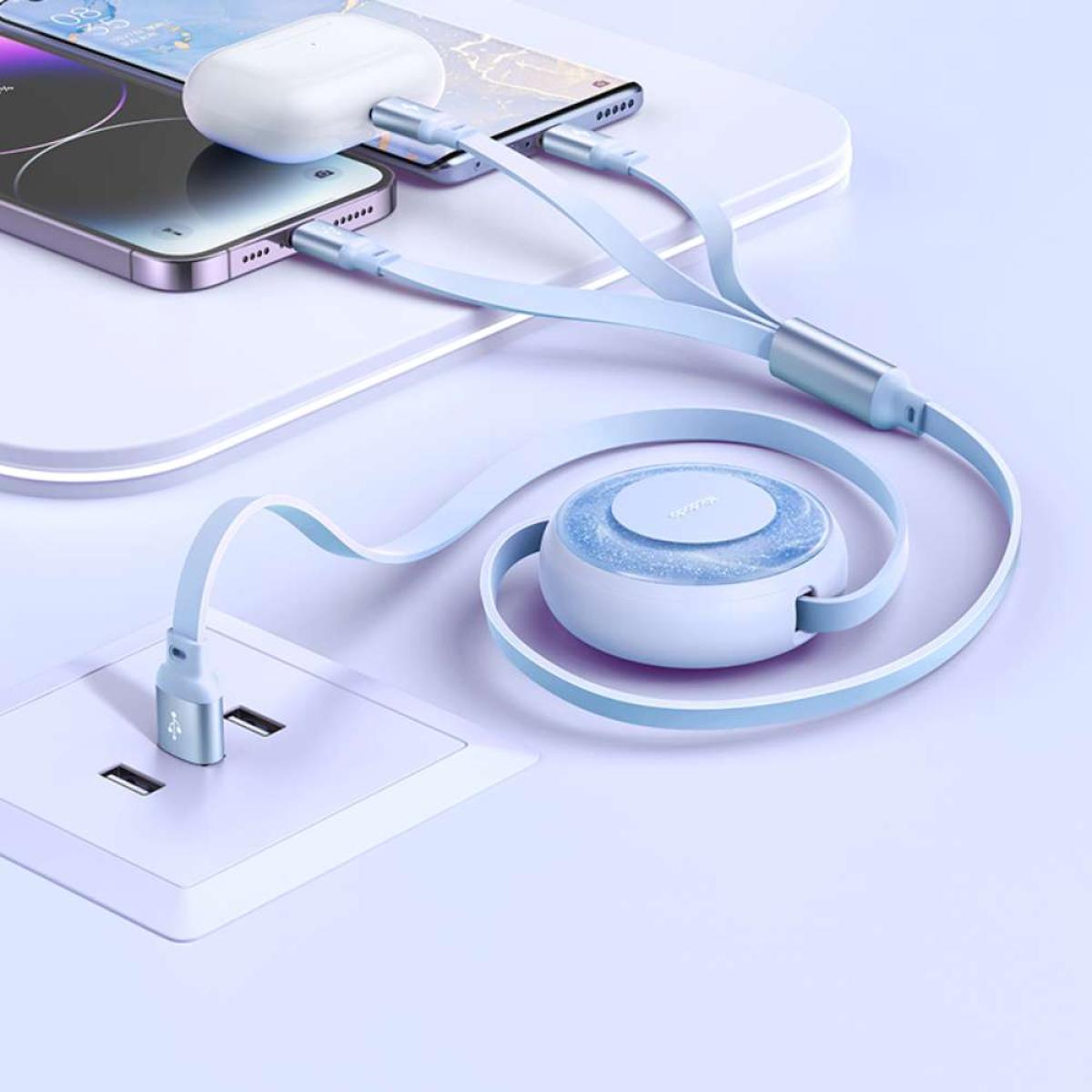 كابل شحن Retractable 3 في 1 من Mcdodo أزرق CA-3572 كابل شحن Retractable 3 في 1 من Mcdodo أزرق CA-3572