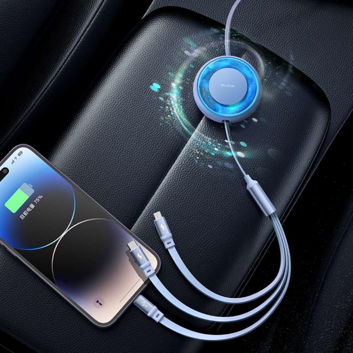 كابل شحن Retractable 3 في 1 من Mcdodo أزرق CA-3572 كابل شحن Retractable 3 في 1 من Mcdodo أزرق CA-3572
