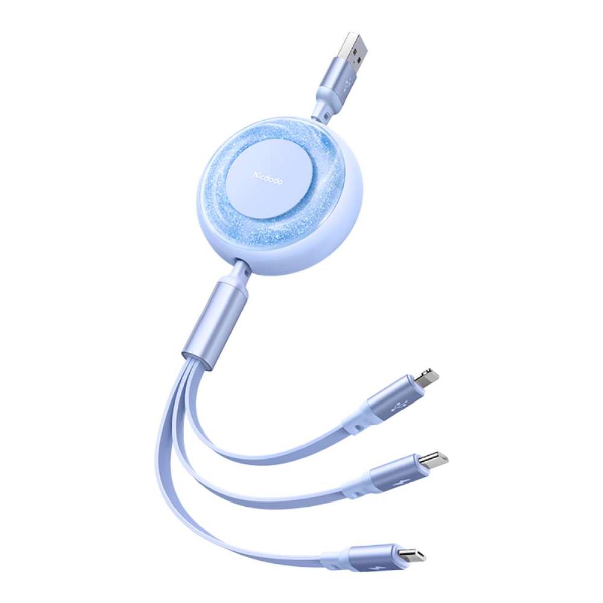 كابل شحن Retractable 3 في 1 من Mcdodo أزرق CA-3572 كابل شحن Retractable 3 في 1 من Mcdodo أزرق CA-3572