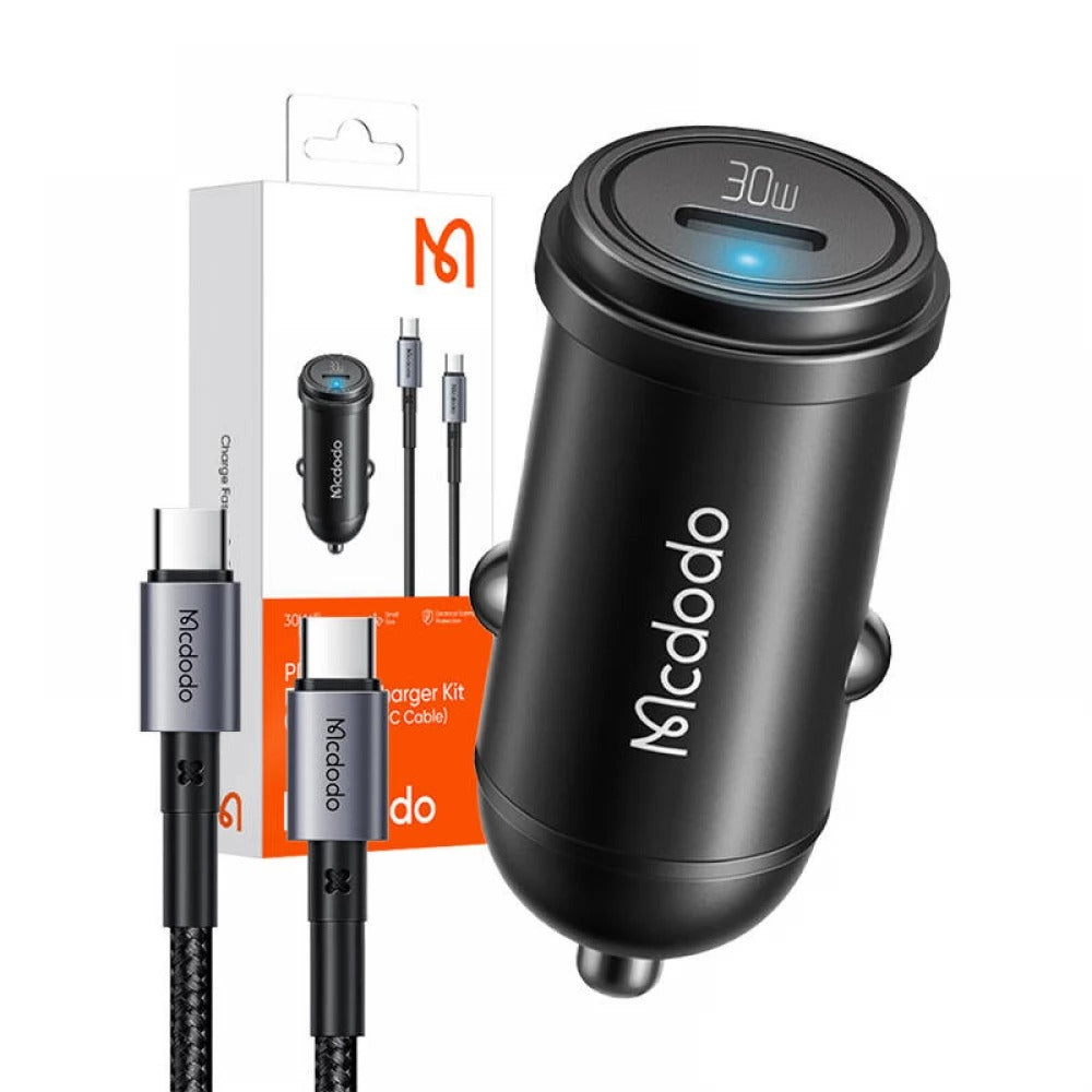 شاحن سيارة سريع PD بقوة 30 واط من Mcdodo مع كابل USB-C إلى USB-C CC-7493 شاحن سيارة سريع PD بقوة 30 واط من Mcdodo مع كابل USB-C إلى USB-C CC-7493