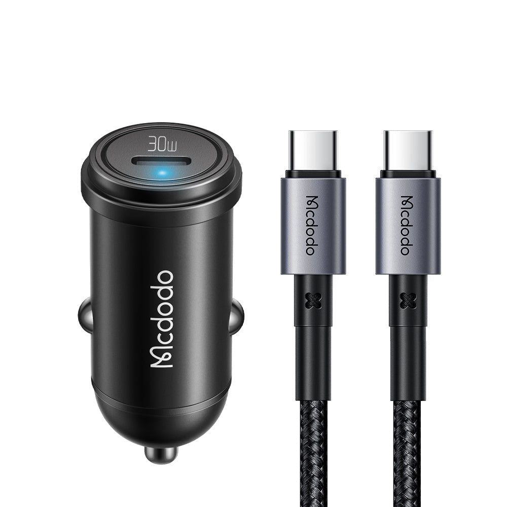 شاحن سيارة سريع PD بقوة 30 واط من Mcdodo مع كابل USB-C إلى USB-C CC-7493 شاحن سيارة سريع PD بقوة 30 واط من Mcdodo مع كابل USB-C إلى USB-C CC-7493