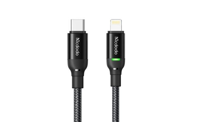 كابل شحن بيانات سريع 36 واط PD Type-C إلى Lightning من Mcdodo بطول 1.2 متر CA-2720 كابل شحن بيانات سريع 36 واط PD Type-C إلى Lightning من Mcdodo بطول 1.2 متر CA-2720