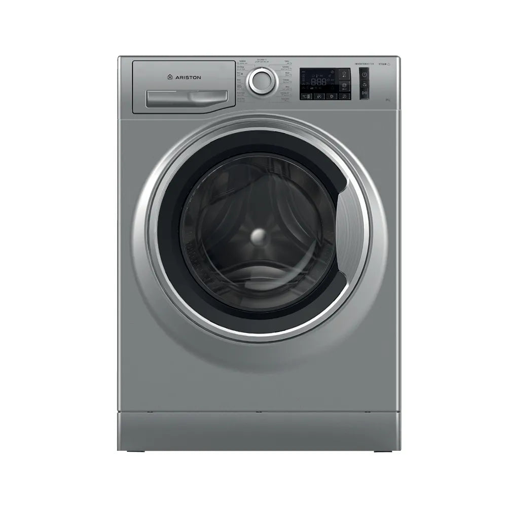 Ariston Front Load Washer - NM11 823 SS EG - 8kg Capacity - 1200 RPM with Steam Hygiene & Inverter Motor