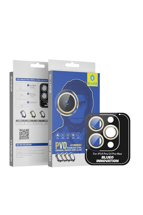 واقي عدسة زجاجي بإطار معدني أصلي من BLUEO NPB27 (3 قطع/عبوة) لهاتف iPhone 14 Pro (6.1″/6.7″) - ملون واقي عدسة زجاجي بإطار معدني أصلي من BLUEO NPB27 (3 قطع/عبوة) لهاتف iPhone 14 Pro (6.1″/6.7″) - ملون