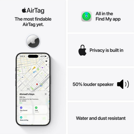 جهاز تتبع أبل أيرتاج الجيل الثاني (حزمة 4 قطع) - Apple AirTag 2nd Gen MFEA4ZE/A