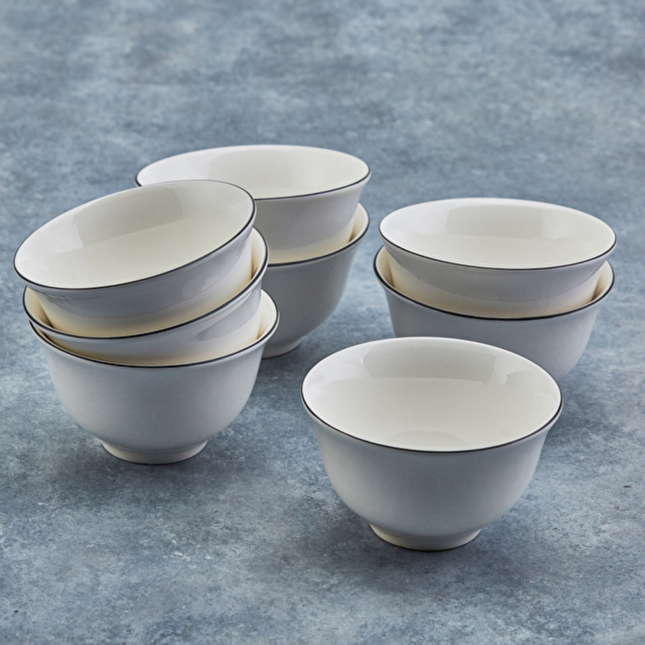 Karaca Elica Porcelain Snack Bowl 10 cm Black Ribbed