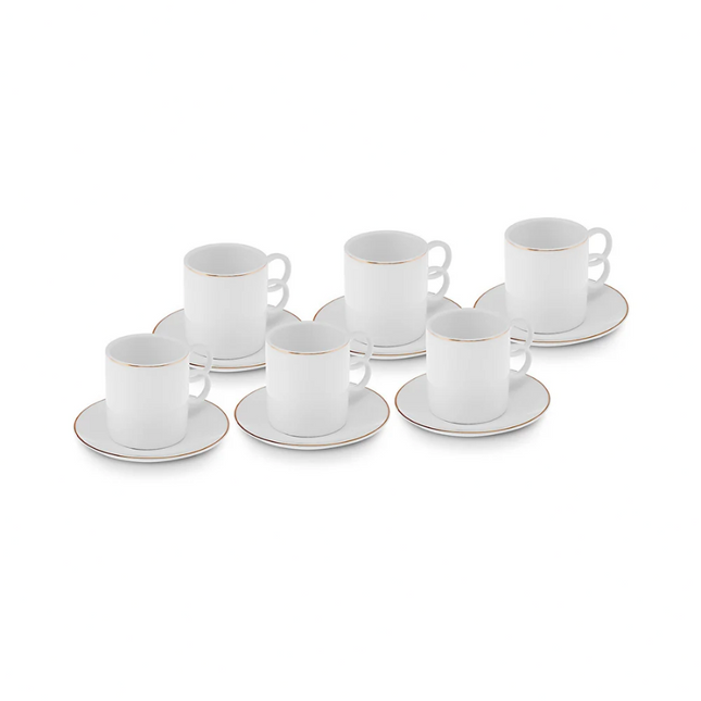 Karaca Fulya 12-Piece Porcelain Turkish Coffee Cup Set 90 ml (Service for 6)