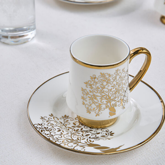 Karaca Autumn 12-Piece Porcelain Turkish Coffee Cup Set 90 ml (Service for 6)