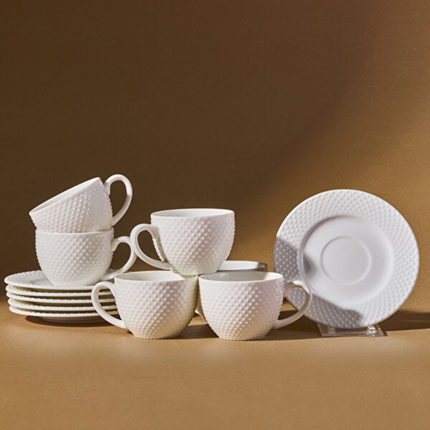 Karaca Lisa 12-Piece Porcelain Turkish Coffee Cup Set 90 ml (Service for 6)