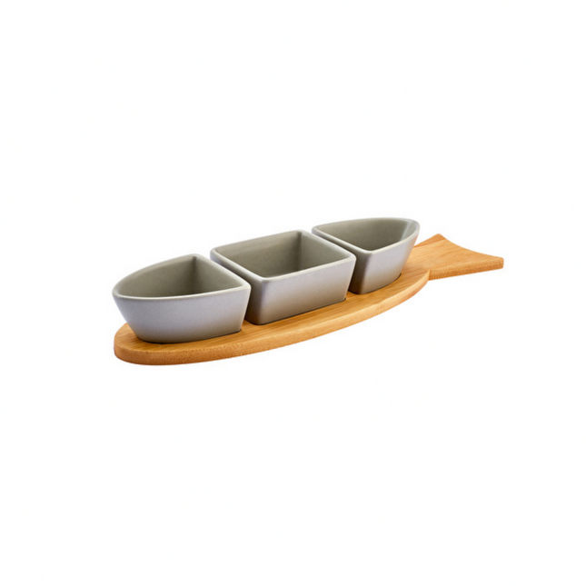 Karaca Malia Fish Porcelain 3-Piece Snack Bowl Set