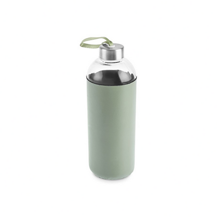 Karaca Leather Green Glass Water Bottle 1L