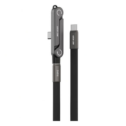 Green Lion 2-in-1 240W USB-C Cable with Foldable Stand, Black