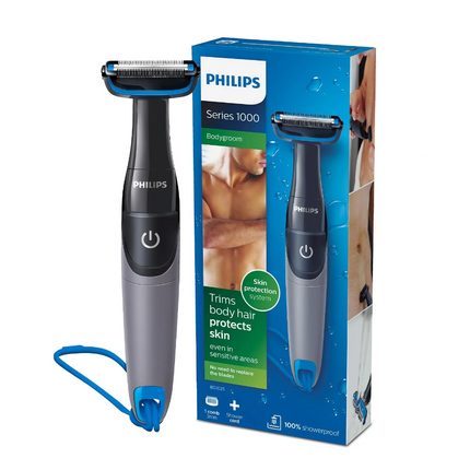 Philips Series 1000 Showerproof Body Groomer & Trimmer, Black/Cyan (BG1025/15)