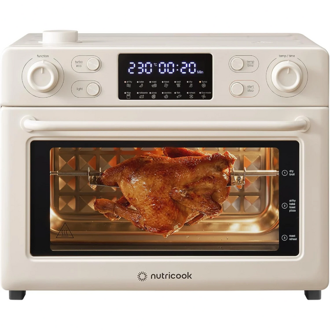 فرن توستر ومقلاة هوائية نوتريكوك 30 لتر مع تقنية البخار، كريمي (Nutricook NC-AFTO330B)