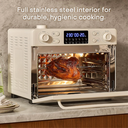 فرن توستر ومقلاة هوائية نوتريكوك 30 لتر مع تقنية البخار، كريمي (Nutricook NC-AFTO330B)