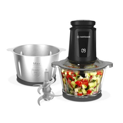 Nutricook Glass & SS Chopper Mincer 500W with Dual 3L Bowls (CH6000ME)
