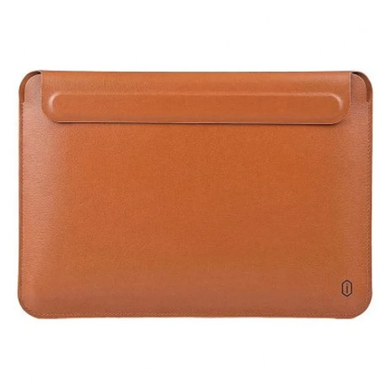 حافظة لاب توب مع حامل مدمج ويوا سكين إلترا لماك بوك 15.3 بوصة، بني (WiWU Skin Ultra Stand Sleeve)