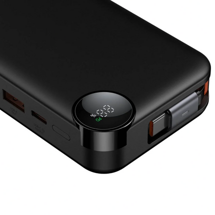 Mcdodo MC-3860 10000mAh 22.5W Power Bank with Retractable USB-C Cable & Digital Display, Black
