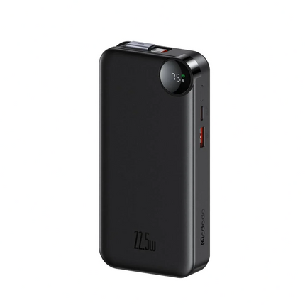 Mcdodo MC-3860 10000mAh 22.5W Power Bank with Retractable USB-C Cable & Digital Display, Black