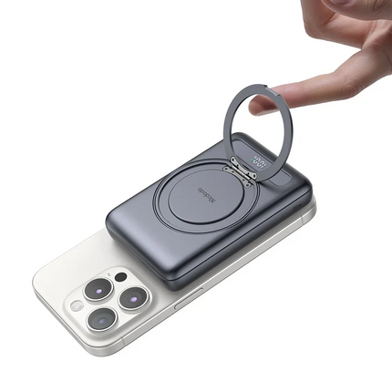 Mcdodo 20W Metal Magnetic Power Bank with Built-in 360° Ring Stand & Digital Display