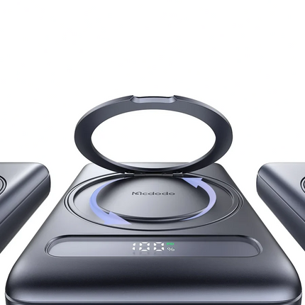 Mcdodo 20W Metal Magnetic Power Bank with Built-in 360° Ring Stand & Digital Display