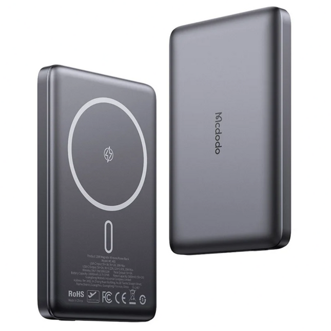 Mcdodo MC-4651 20W Ultra-Thin Metal Magnetic Wireless Power Bank 10000mAh, Titanium / Grey