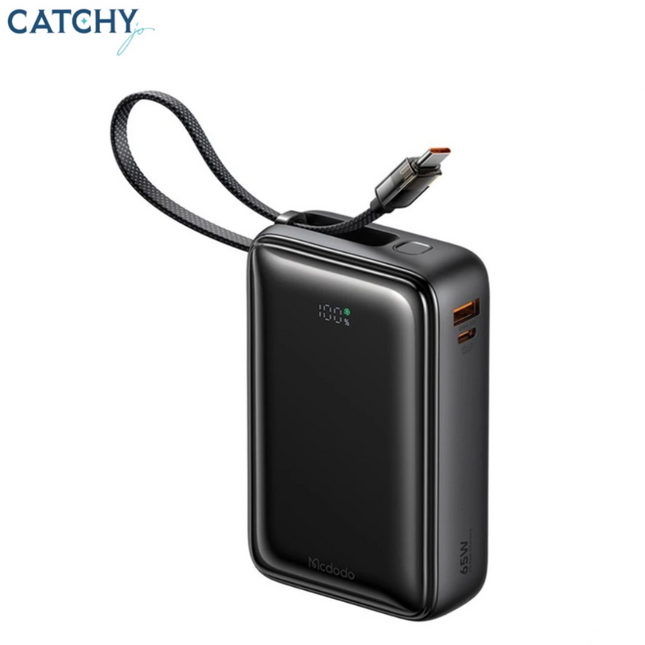 Mcdodo MC-6370 20000mAh 65W Power Bank with Built-in USB-C Cable & Digital Display