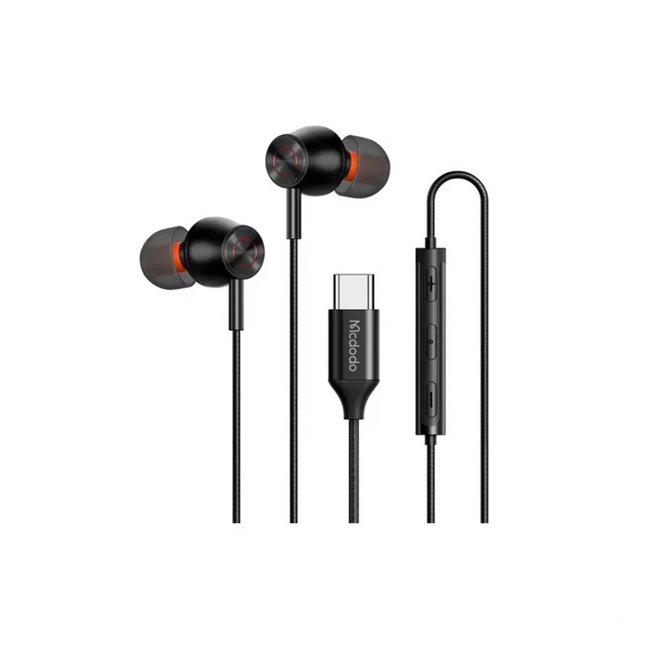 Mcdodo HP-3490 MDD HiFi Stereo Type-C Wired Earphones with Mic, Black