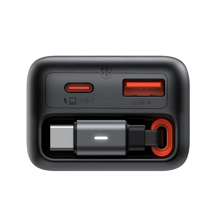 Mcdodo CH-1280 FreeGo Series 35W GaN Fast Wall Charger with Built-in Retractable USB-C Cable (EU Plug), Black