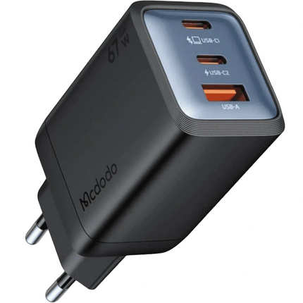 Mcdodo CH-0970 67W 5th Gen GaN Mini Fast Wall Charger (USB-C x2 + USB-A), White