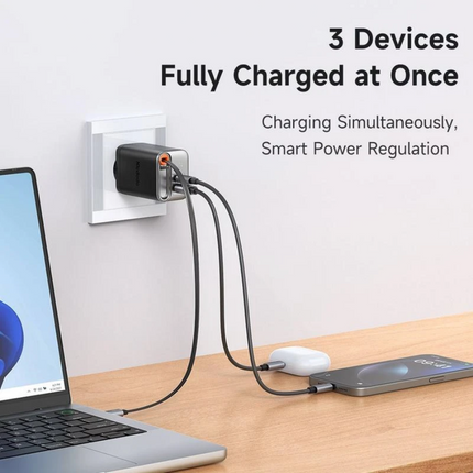 Mcdodo CH-4100 67W GaN Fast Wall Charger with Retractable USB-C Cable (EU Plug), Black