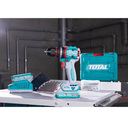 TOTAL 166 Pcs Cordless Tool Set – 20V Impact Drill with Hand Tools & Accessories (THKTHP41667)