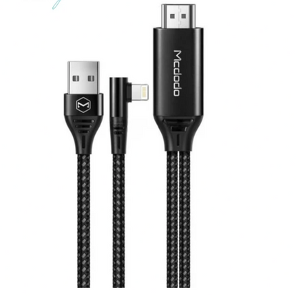 كيبل نقل بيانات آيفون إلى HDMI بدقة 4K مع صوت وصورة متزامنة من ماكدودو MCDODO CA-6400 (تصميم زاوية 90 درجة)