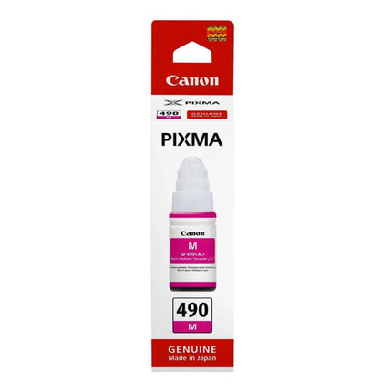 عبوة حبر كانون (Canon) أصلية موديل GI-490 - اختر اللون: أسود، أزرق، أرجواني، أو أصفر - حبر عالي الإنتاجية - متوافقة مع سلسلة PIXMA G