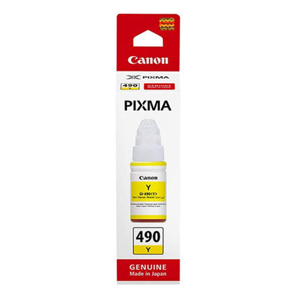 عبوة حبر كانون (Canon) أصلية موديل GI-490 - اختر اللون: أسود، أزرق، أرجواني، أو أصفر - حبر عالي الإنتاجية - متوافقة مع سلسلة PIXMA G