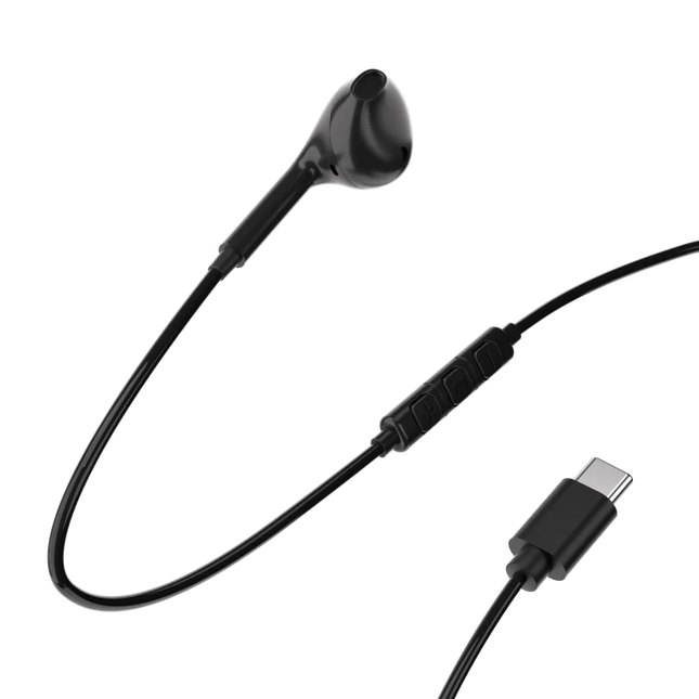 Powerology Type-C Connector Mono Earphone (1.2m / 4ft) - Black & White