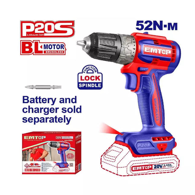 EMTOP ECDL204531 Cordless Brushless Drill

