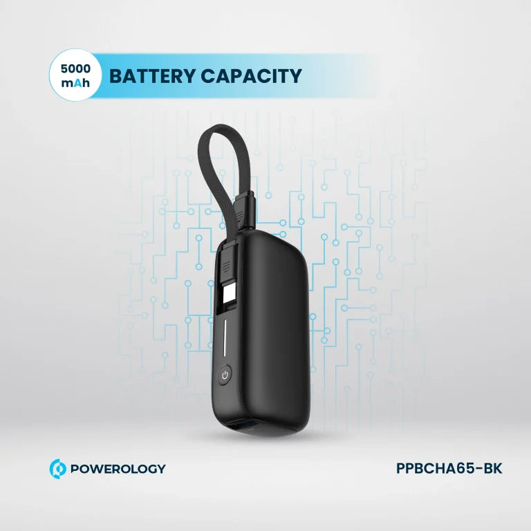 باور بانك باورولوجي (Powerology) مدمج سعة 5000 مللي أمبير - متوفر باللونين الأسود والأبيض باور بانك باورولوجي (Powerology) مدمج سعة 5000 مللي أمبير - متوفر باللونين الأسود والأبيض