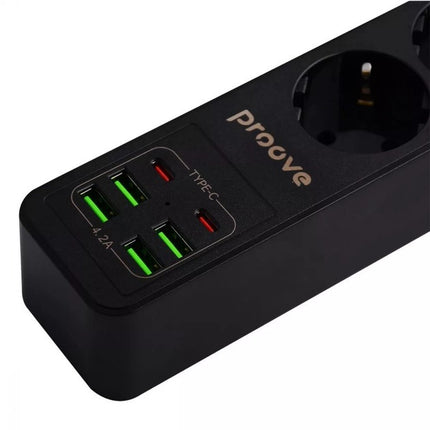 Power Strip Proove Power Socket P-03 (3 Outlets + 4 USB + 2 Type-C) 2M