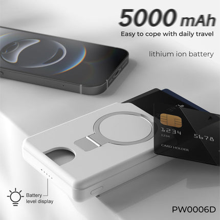 بنك طاقة (باور بانك) لينييس (Lenyes) موديل PW006D شحن لاسلكي مغناطيسي - سعة 5000 مللي أمبير - شحن MagSafe لاسلكي 15 واط - شحن سريع PD 20W - تصميم فائق المدمج - لون أبيض