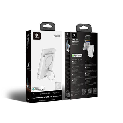 بنك طاقة (باور بانك) لينييس (Lenyes) موديل PW006D شحن لاسلكي مغناطيسي - سعة 5000 مللي أمبير - شحن MagSafe لاسلكي 15 واط - شحن سريع PD 20W - تصميم فائق المدمج - لون أبيض