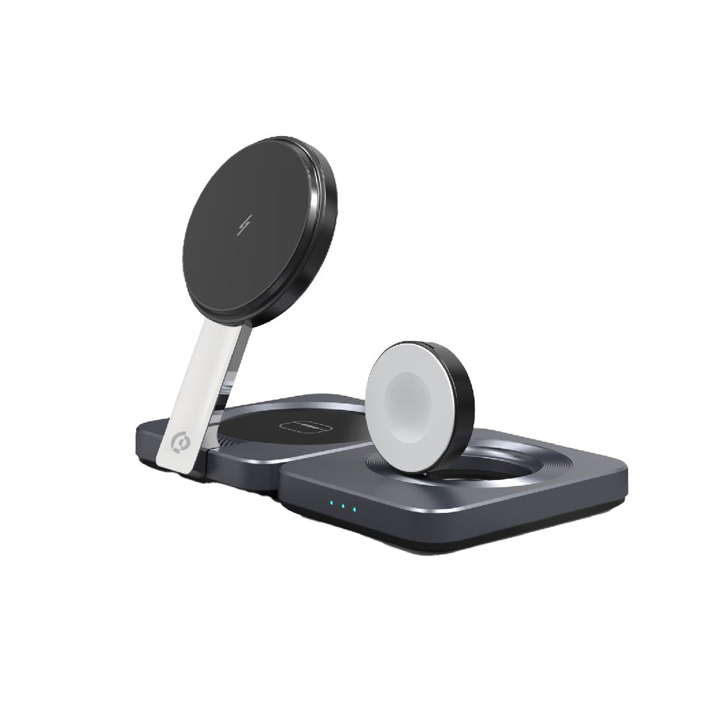 Powerology Qi2 15W MagSafe Multi-Device Charging Stand - Black