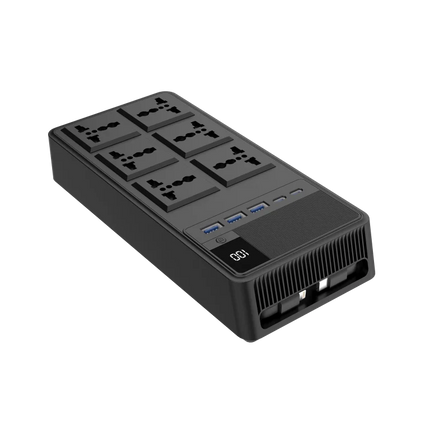 توصيلة كهرباء باورولوجي (Powerology) بقدرة 2500 واط مع 6 منافذ AC وكابلات مدمجة قابلة للسحب