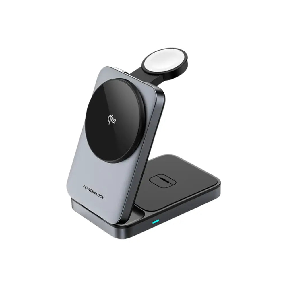 Powerology Qi2 Multi-Device Fast Charging Hub with MagSafe Compatibility - Black Powerology Qi2 Multi-Device Fast Charging Hub with MagSafe Compatibility - Black