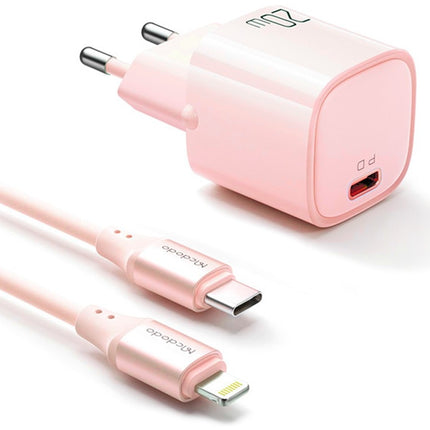 شاحن ماكدودو نانو PD بقوة 20 واط مع كابل USB-C إلى Lightning - وردي CH-4043