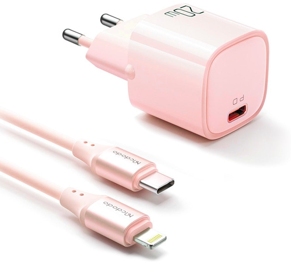 شاحن ماكدودو نانو PD بقوة 20 واط مع كابل USB-C إلى Lightning - وردي CH-4043 شاحن ماكدودو نانو PD بقوة 20 واط مع كابل USB-C إلى Lightning - وردي CH-4043