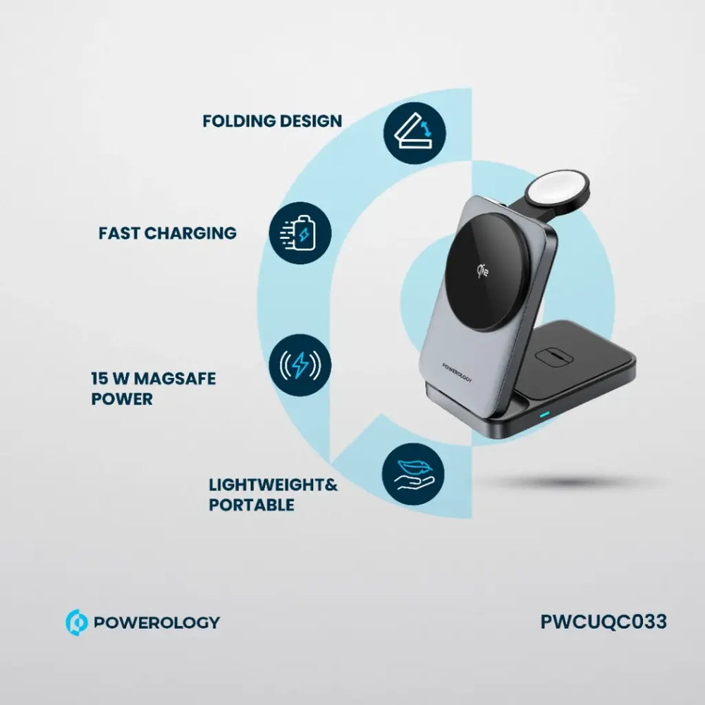 Powerology Qi2 Multi-Device Fast Charging Hub with MagSafe Compatibility - Black Powerology Qi2 Multi-Device Fast Charging Hub with MagSafe Compatibility - Black
