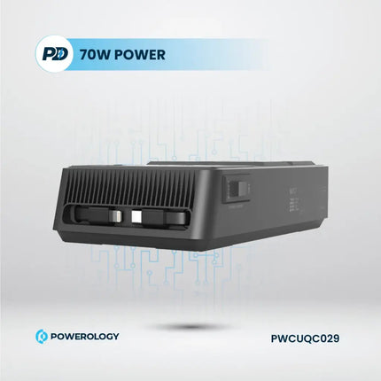 Powerology 2500W 4 AC Power Strip with Built-in Retractable Cables - Black